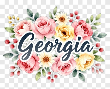Georgia Watercolor Flower Name Design PNG