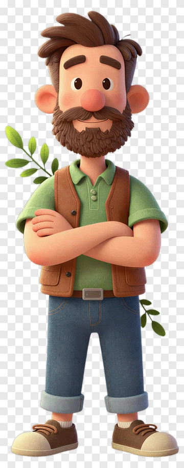Friendly Farmer With Plant PNG
