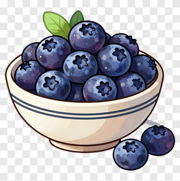 Blueberry Bowl With Fresh Leaves PNG