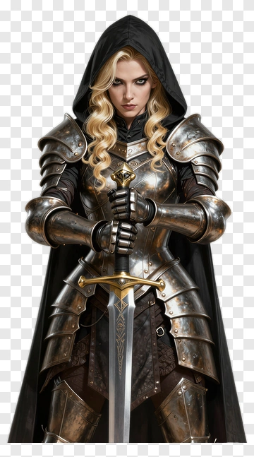 Knight In Armor Holding Sword PNG