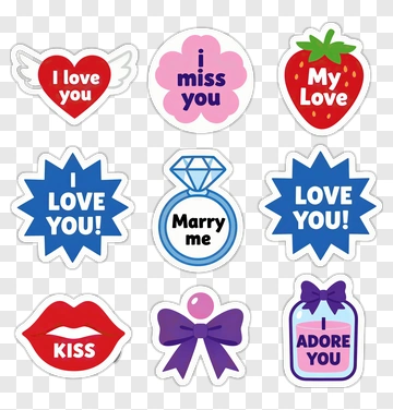 Romantic Love Stickers Collection PNG