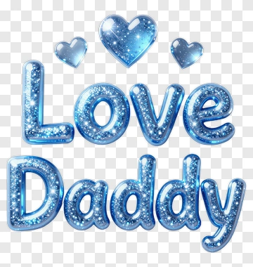 Love Daddy Glitter Text With Hearts PNG