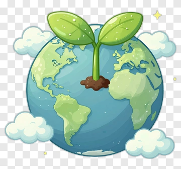 Earth With Growing Plant PNG