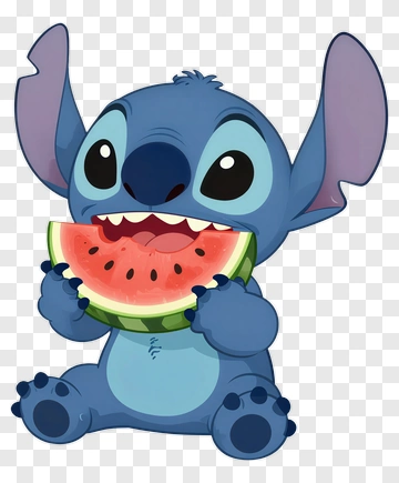 Stitch Eating Watermelon PNG