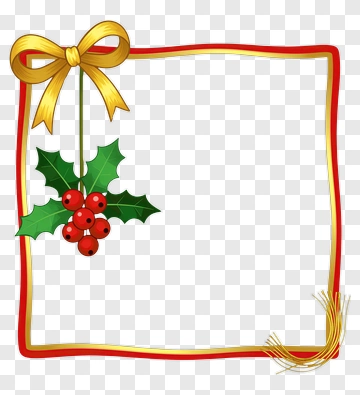 Holiday Frame With Holly And Ribbon PNG