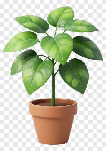 Potted Ficus Plant With Green Leaves PNG