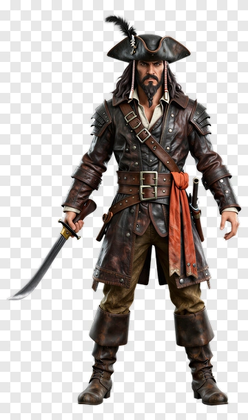 Pirate Captain With Sword PNG
