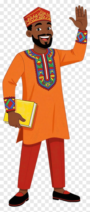 Friendly Student In Traditional African Attire PNG