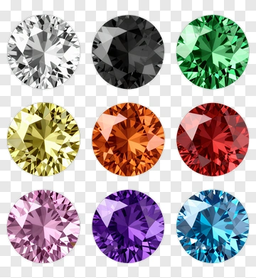 Collection Of Colorful Round Cut Diamonds PNG