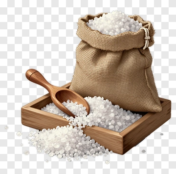 Salt In Burlap Sack With Wooden Scoop PNG
