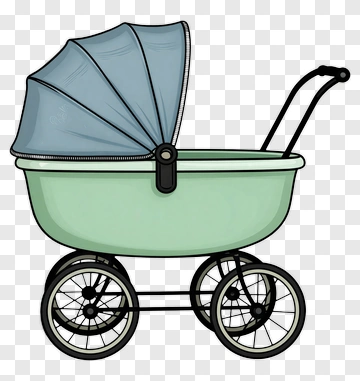 Baby Pram With Blue Canopy PNG