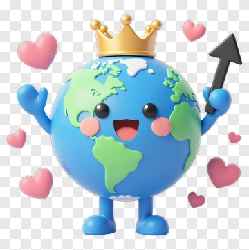 Cartoon Earth King With Hearts And Arrow PNG