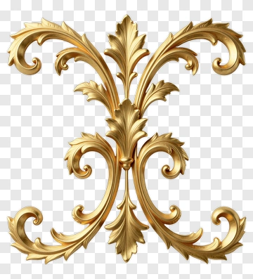 Gold Ornament With Scrollwork Design PNG