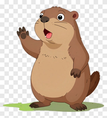 Friendly Beaver Waving Hello PNG