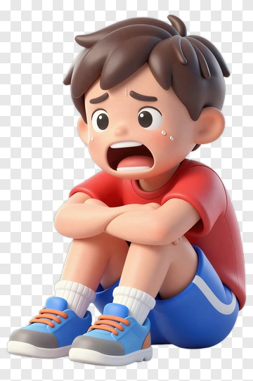 Crying Cartoon Child Sitting PNG