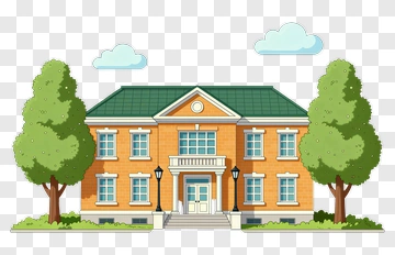 Orange House With Green Trees PNG