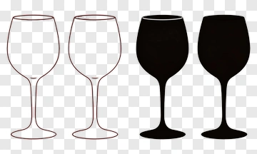 Wine Glass Outline And Solid Silhouettes PNG