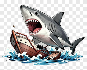 Shark Attacks Boat In Ocean PNG