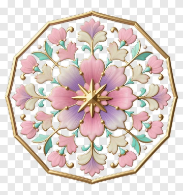 Elegant Floral Mandala Ornament PNG