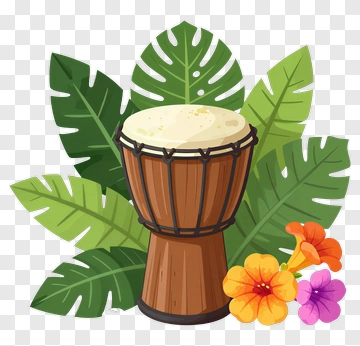 Tropical Drum With Flowers PNG