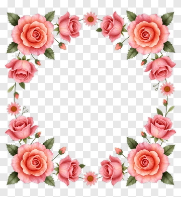 Pink Rose Flower Border PNG