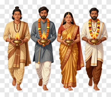 Four Individuals In Traditional Indian Wedding Attire PNG