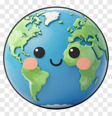 Cute Cartoon Earth With Smile PNG