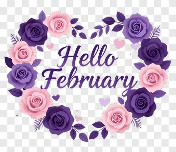 Hello February With Roses PNG