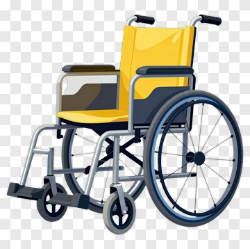 Yellow Wheelchair With Black Wheels PNG