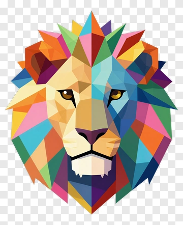 Colorful Lion Head PNG
