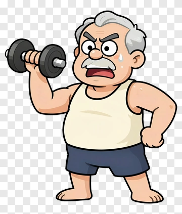 Elderly Man Lifting Dumbbell PNG
