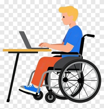 Man In Wheelchair Using Laptop PNG