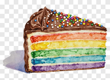 Rainbow Layer Cake With Chocolate Frosting PNG