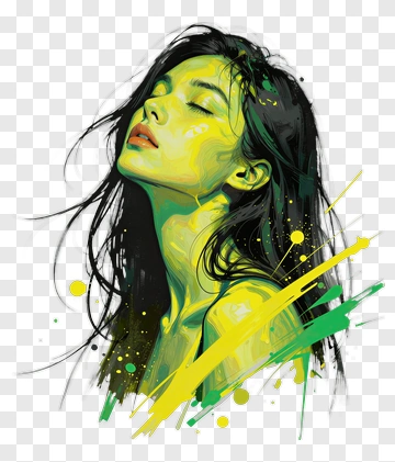 Woman Portrait Art Illustration PNG
