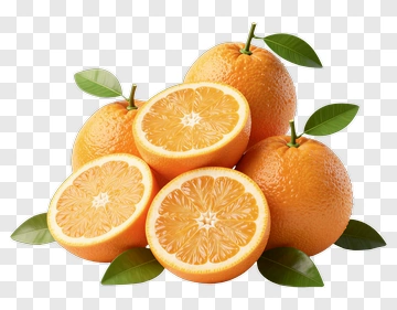 Fresh Orange With Green Leaves PNG