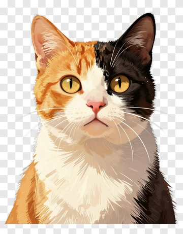 Orange And Black Cat Portrait PNG