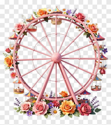 Ferris Wheel Decorated With Flowers PNG
