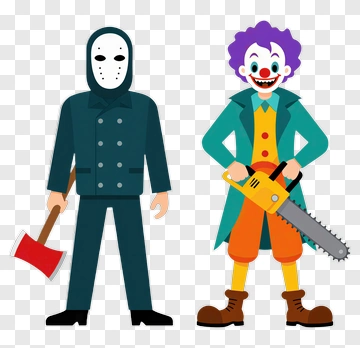 Jason Voorhees And Clown Halloween Characters PNG