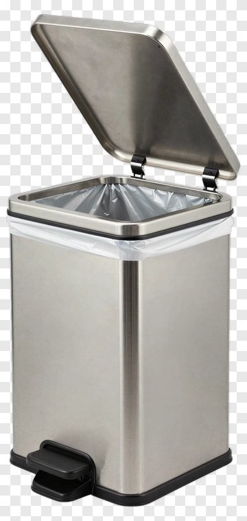 Stainless Steel Step Trash Can PNG