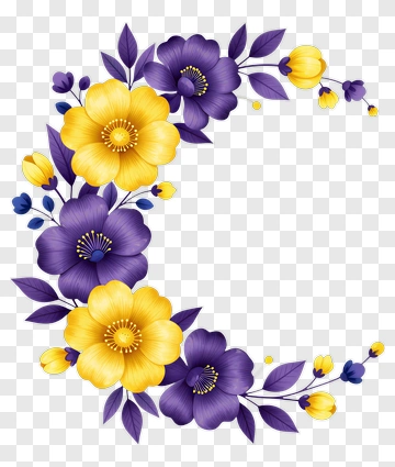Purple And Yellow Flower Arrangement PNG