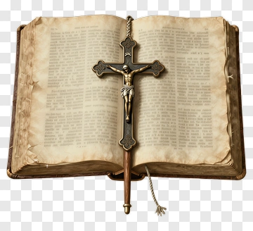 Cross Resting On Open Book PNG