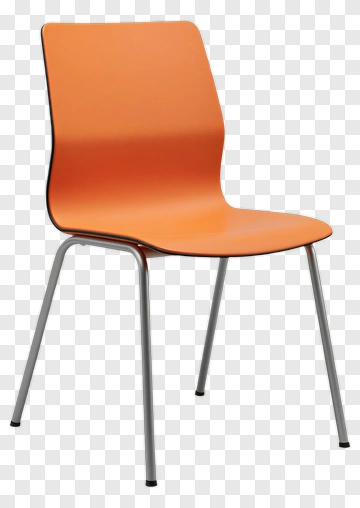 Modern Orange Chair With Metal Legs PNG