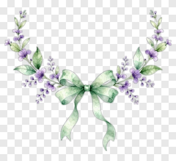 Watercolor Flower Wreath With Green Ribbon PNG