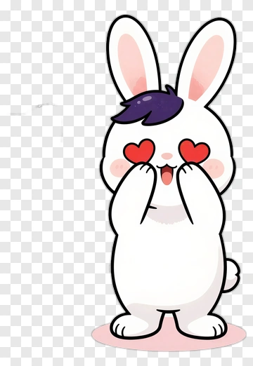 Cute Rabbit With Heart Eyes PNG