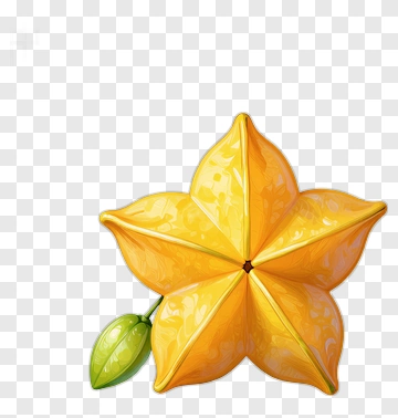 Star Fruit With Leaf PNG