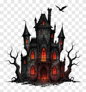 Gothic Castle With Red Windows PNG
