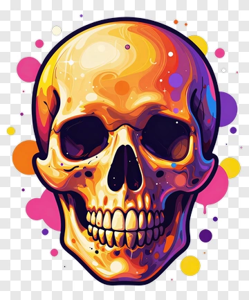 Colorful Skull Art PNG
