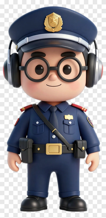 Friendly Cartoon Police Officer PNG