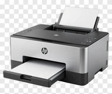 HP Laser Printer With Paper Output PNG
