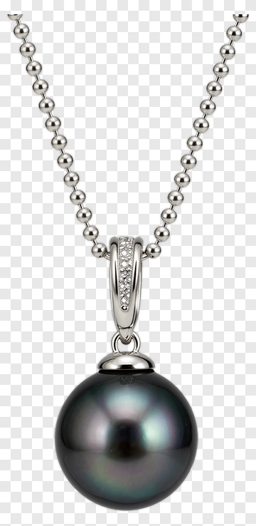 Black Pearl Necklace With Silver Chain PNG